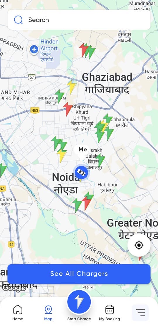 Mobile app charging status screen