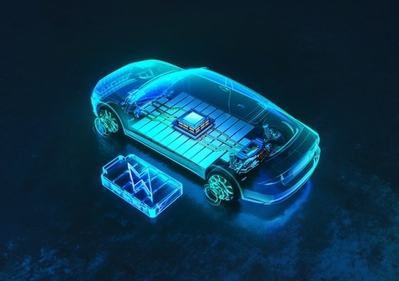 Electric Vehicle with EV Charger and battery
